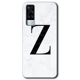 Vivo Y31 2021 Beyaz Mermer Desenli Z Harfi Baskılı Uyumlu Silikon Kılıf
