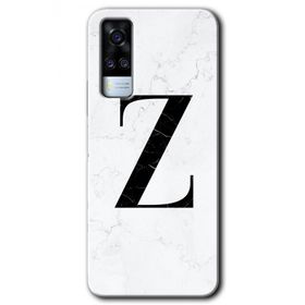 Vivo Y31 2021 Beyaz Mermer Desenli Z Harfi Baskılı Uyumlu Silikon Kılıf