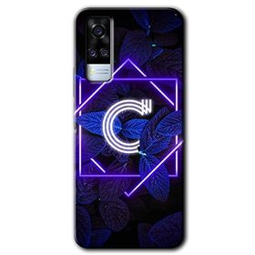 Vivo Y31 2021 Dark Neon Yaprak C Harfi Baskılı Uyumlu Silikon Kılıf