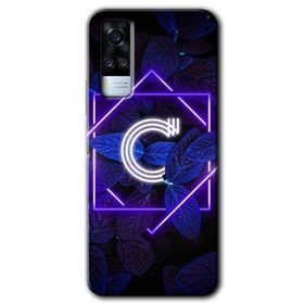 Vivo Y31 2021 Dark Neon Yaprak C Harfi Baskılı Uyumlu Silikon Kılıf
