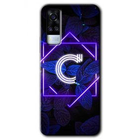 Vivo Y31 2021 Dark Neon Yaprak C Harfi Baskılı Uyumlu Silikon Kılıf
