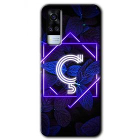 Vivo Y31 2021 Dark Neon Yaprak C Harfi Baskılı Uyumlu Silikon Kılıf