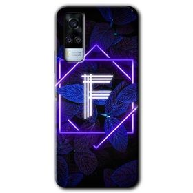 Vivo Y31 2021 Dark Neon Yaprak F Harfi Baskılı Uyumlu Silikon Kılıf