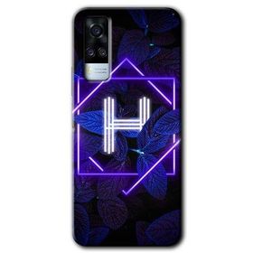 Vivo Y31 2021 Dark Neon Yaprak H Harfi Baskılı Uyumlu Silikon Kılıf