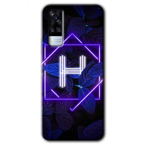 Vivo Y31 2021 Dark Neon Yaprak H Harfi Baskılı Uyumlu Silikon Kılıf