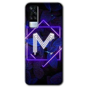 Vivo Y31 2021 Dark Neon Yaprak M Harfi Baskılı Uyumlu Silikon Kılıf