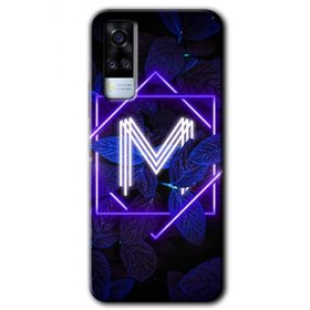 Vivo Y31 2021 Dark Neon Yaprak M Harfi Baskılı Uyumlu Silikon Kılıf