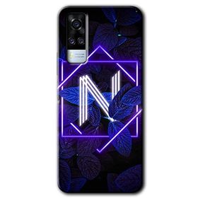 Vivo Y31 2021 Dark Neon Yaprak N Harfi Baskılı Uyumlu Silikon Kılıf