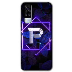 Vivo Y31 2021 Dark Neon Yaprak P Harfi Baskılı Uyumlu Silikon Kılıf