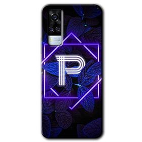 Vivo Y31 2021 Dark Neon Yaprak P Harfi Baskılı Uyumlu Silikon Kılıf