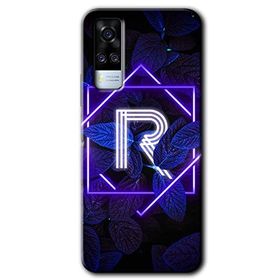 Vivo Y31 2021 Dark Neon Yaprak R Harfi Baskılı Uyumlu Silikon Kılıf