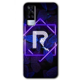 Vivo Y31 2021 Dark Neon Yaprak R Harfi Baskılı Uyumlu Silikon Kılıf