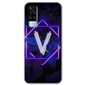 Vivo Y31 2021 Dark Neon Yaprak V Harfi Baskılı Uyumlu Silikon Kılıf