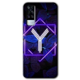 Vivo Y31 2021 Dark Neon Yaprak Y Harfi Baskılı Uyumlu Silikon Kılıf