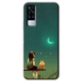 Vivo Y31 2021 Kedili Kız Baskılı Uyumlu Silikon Kılıf