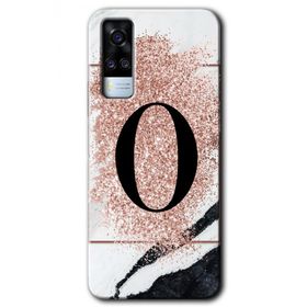 Vivo Y31 2021 Pembe Mermer Desenli O Harfi Baskılı Uyumlu Silikon Kılıf
