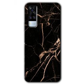 Vivo Y31 2021 Siyah Gold Mermer Baskılı Uyumlu Silikon Kılıf