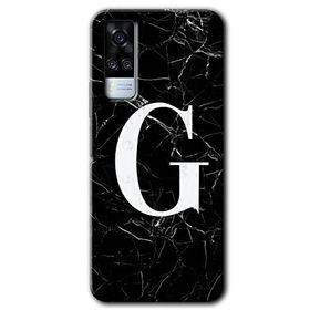 Vivo Y31 2021 Siyah Mermer Desenli G Harfi Baskılı Uyumlu Silikon Kılıf