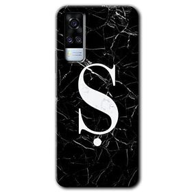 Vivo Y31 2021 Siyah Mermer Desenli Ş Harfi Baskılı Uyumlu Silikon Kılıf