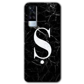 Vivo Y31 2021 Siyah Mermer Desenli Ş Harfi Baskılı Uyumlu Silikon Kılıf