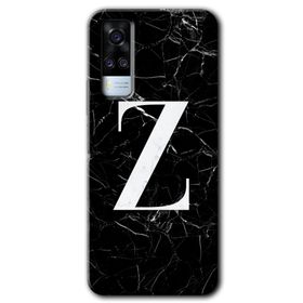 Vivo Y31 2021 Siyah Mermer Desenli Z Harfi Baskılı Uyumlu Silikon Kılıf
