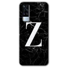 Vivo Y31 2021 Siyah Mermer Desenli Z Harfi Baskılı Uyumlu Silikon Kılıf