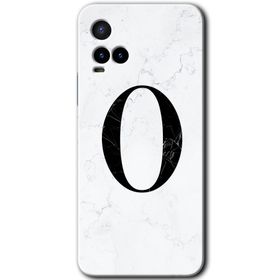 Vivo Y33S Beyaz Mermer Desenli O Harfi Baskılı Uyumlu Silikon Kılıf