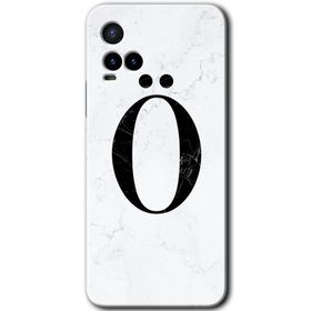 Vivo Y33S Beyaz Mermer Desenli O Harfi Baskılı Uyumlu Silikon Kılıf