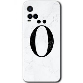 Vivo Y33S Beyaz Mermer Desenli O Harfi Baskılı Uyumlu Silikon Kılıf