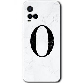 Vivo Y33S Beyaz Mermer Desenli O Harfi Baskılı Uyumlu Silikon Kılıf
