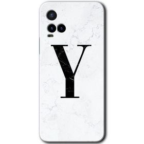Vivo Y33S Beyaz Mermer Desenli Y Harfi Baskılı Uyumlu Silikon Kılıf