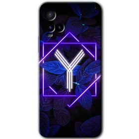 Vivo Y33S Dark Neon Yaprak P Harfi Baskılı Uyumlu Silikon Kılıf