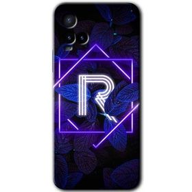 Vivo Y33S Dark Neon Yaprak R Harfi Baskılı Uyumlu Silikon Kılıf