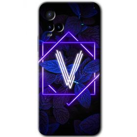 Vivo Y33S Dark Neon Yaprak V Harfi Baskılı Uyumlu Silikon Kılıf