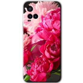 Vivo Y33S Kırmızı Beyaz Gül Baskılı Uyumlu Silikon Kılıf