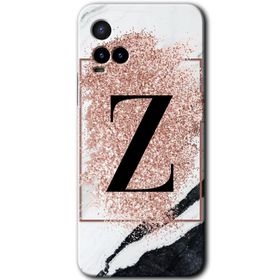 Vivo Y33S Pembe Mermer Desenli Z Harfi Baskılı Uyumlu Silikon Kılıf