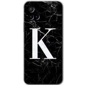 Vivo Y33S Siyah Mermer Desenli K Harfi Baskılı Uyumlu Silikon Kılıf