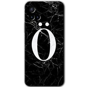 Vivo Y33S Siyah Mermer Desenli Ö Harfi Baskılı Uyumlu Silikon Kılıf