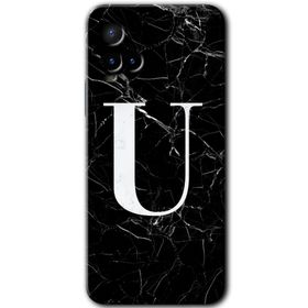 Vivo Y33S Siyah Mermer Desenli Ü Harfi Baskılı Uyumlu Silikon Kılıf