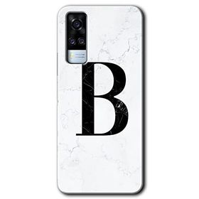 Vivo Y51 Beyaz Mermer Desenli B Harfi Baskılı Uyumlu Silikon Kılıf