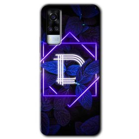 Vivo Y51 Dark Neon Yaprak D Harfi Baskılı Uyumlu Silikon Kılıf