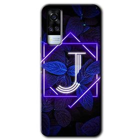 Vivo Y51 Dark Neon Yaprak J Harfi Baskılı Uyumlu Silikon Kılıf