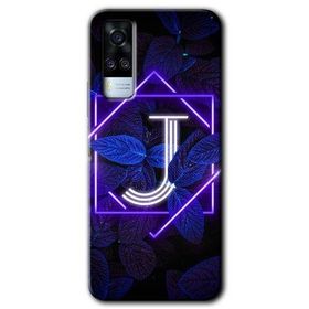 Vivo Y51 Dark Neon Yaprak J Harfi Baskılı Uyumlu Silikon Kılıf