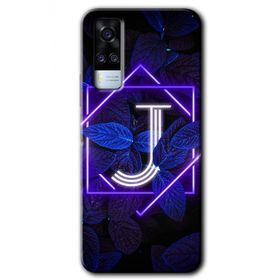 Vivo Y51 Dark Neon Yaprak J Harfi Baskılı Uyumlu Silikon Kılıf