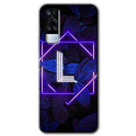 Vivo Y51 Dark Neon Yaprak L Harfi Baskılı Uyumlu Silikon Kılıf