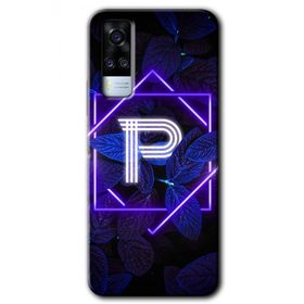 Vivo Y51 Dark Neon Yaprak P Harfi Baskılı Uyumlu Silikon Kılıf