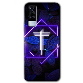 Vivo Y51 Dark Neon Yaprak T Harfi Baskılı Uyumlu Silikon Kılıf