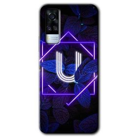 Vivo Y51 Dark Neon Yaprak U Harfi Baskılı Uyumlu Silikon Kılıf