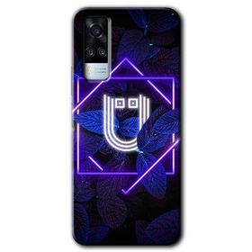 Vivo Y51 Dark Neon Yaprak U Harfi Baskılı Uyumlu Silikon Kılıf