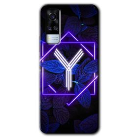 Vivo Y51 Dark Neon Yaprak Y Harfi Baskılı Uyumlu Silikon Kılıf